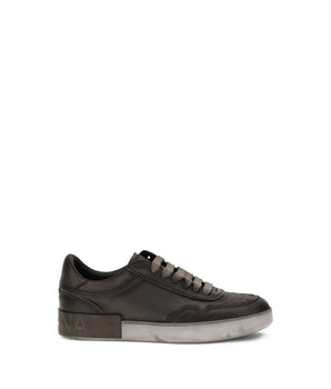 Dolce & Gabbana Brown Calf Leather Bos Taurus Low Top Sneakers