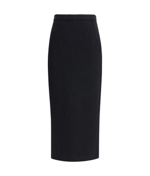 Dolce & Gabbana Black Fleece Wool Long Skirt