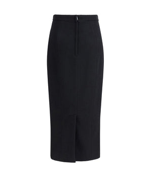Dolce & Gabbana Black Fleece Wool Long Skirt