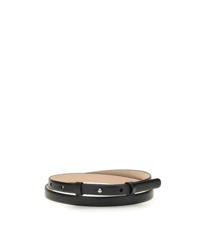 SA SU PHI Black Leather Thin Belt