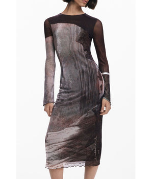 Desigual Brown Polyester Women Dress