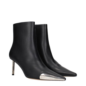 Off-White Black Leather Ankle Boots
