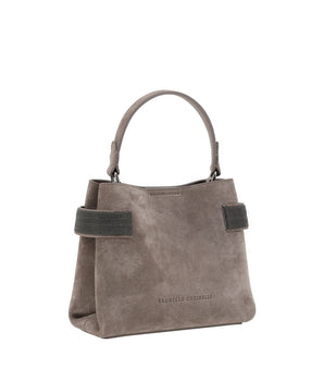 Brunello Cucinelli Brown Calf Leather Bos Taurus Shoulder Bag