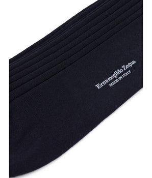ZEGNA Navy Blue Wool Socks