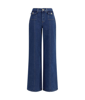 7FOR Blue Cotton High-Waisted Jean