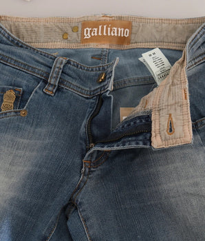 John Galliano Blue Washed Mid Waist Skinny Casual Jeans