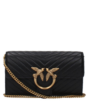 PINKO black leather clutch bag