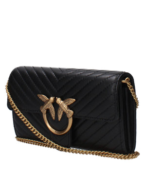 PINKO black leather clutch bag