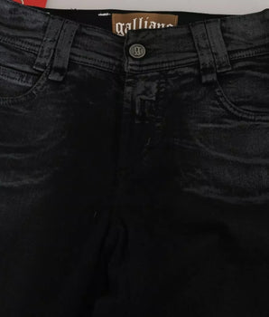 John Galliano Black Washed High Waist Flared Denim Casual Pants Jeans