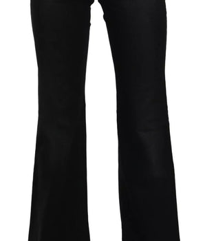 John Galliano Black Washed High Waist Flared Denim Casual Pants Jeans