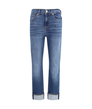 7FOR Blue Cotton Relaxed Fit Jeans