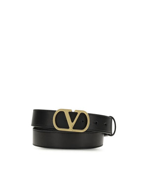 Valentino Garavani Black Calf Leather Bos Taurus Regular Belt