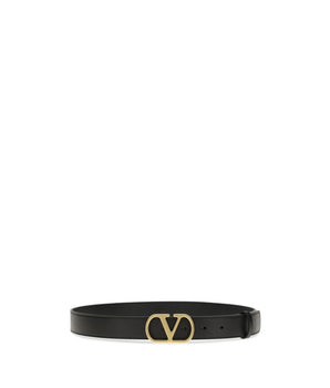 Valentino Garavani Black Calf Leather Bos Taurus Regular Belt