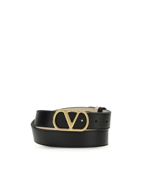 Valentino Garavani Black Calf Leather Bos Taurus Regular Belt