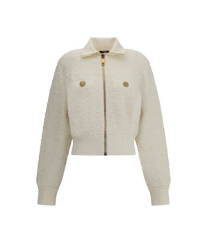 Balmain White Viscose Bomber