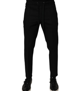 Dolce & Gabbana Black Wool Skinny Jogger Men Trouser Pants