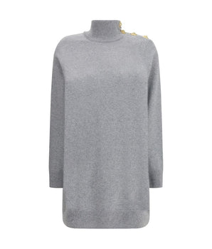 Balmain Gray Cashmere Casual Dress