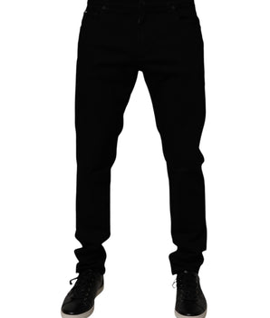Dolce & Gabbana Black Cotton Stretch Skinny Men Denim Jeans