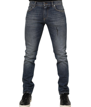 Dolce & Gabbana Blue Washed Cotton Skinny Men Denim Jeans