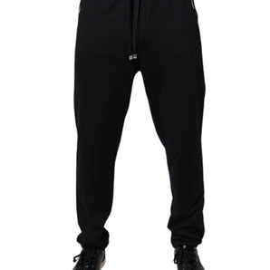 Dolce & Gabbana Black Cotton Men Jogger Sweatpants Pants