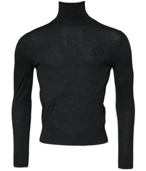 Dolce & Gabbana Black Wool Turtle Neck Men Pullover Sweater