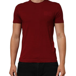 Dolce & Gabbana Maroon Cotton Crew Neck Short Sleeves T-Shirt