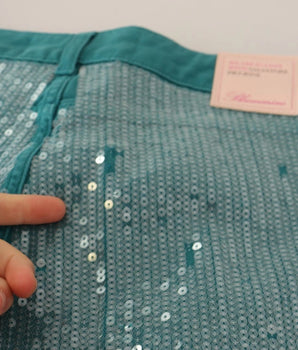 Blumarine Cadet Blue Sequined Low Waist Cropped Trouser Pants