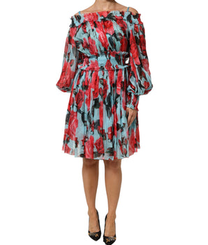 Dolce & Gabbana Multicolor Romantic Floral Silk Chiffon Dress