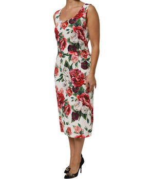 Dolce & Gabbana Multicolor Floral Print Viscose Sheath Dress