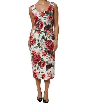 Dolce & Gabbana Multicolor Floral Print Viscose Sheath Dress