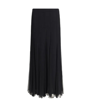 Chloé Black Silk Long Skirt