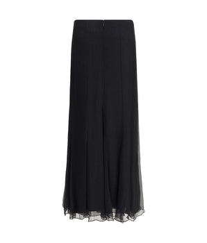 Chloé Black Silk Long Skirt