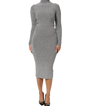 Dolce &amp; Gabbana Gray Nylon Bodycon Sheath Long Sleeve Dress