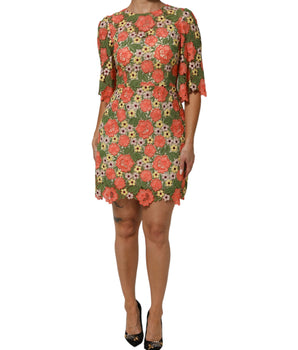 Dolce & Gabbana Multicolor Floral Embroidery Aline Mini Dress