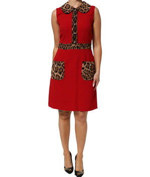 Dolce & Gabbana Red Leopard Viscose Sheath A-line Dress