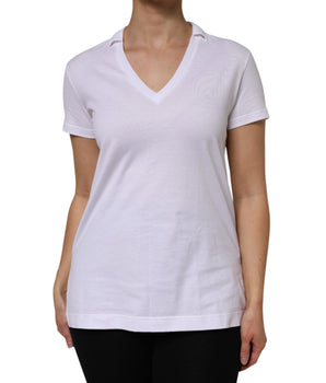 Dolce & Gabbana White Cotton Short Sleeve V-Neck Top T-shirt