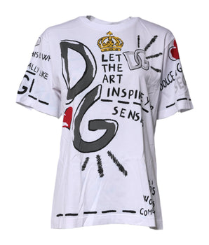 Dolce &amp; Gabbana White Graphic Crew Neck Short Sleeves T-Shirt