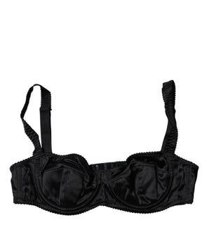 Dolce & Gabbana Black Silk Semi-Pad Balconette Bra Underwear