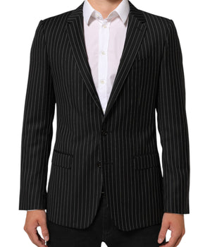 Dolce & Gabbana Black Stripes MARTINI 1 Button Suit Blazer