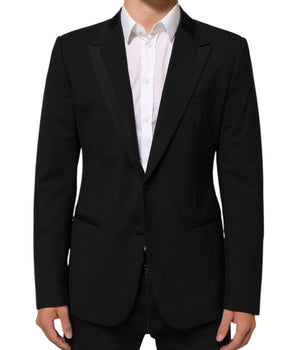 Dolce & Gabbana Black Wool 2 Buttons Suit Men Jacket Blazer