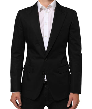 Dolce & Gabbana Black Wool 2 Buttons Suit Men Jacket Blazer