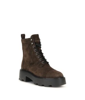 Tory Burch Brown Calf Leather Bos Taurus Lace-Up Boots