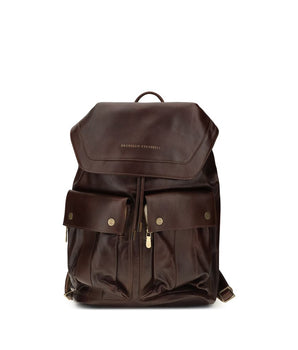 Brunello Cucinelli Brown Calf Leather Bos Taurus Backpack