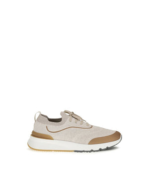 Brunello Cucinelli Beige Cotton Athletic Sneakers