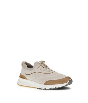 Brunello Cucinelli Beige Cotton Athletic Sneakers