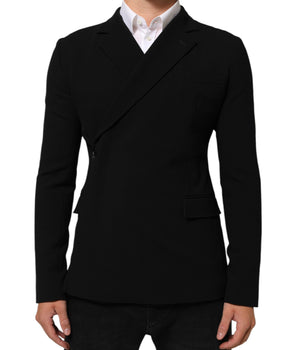 Dolce &amp; Gabbana Black Wool Double Breasted Men Jacket Blazer