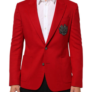 Dolce & Gabbana Red Cashmere 2 Buttons Suit Jacket Blazer