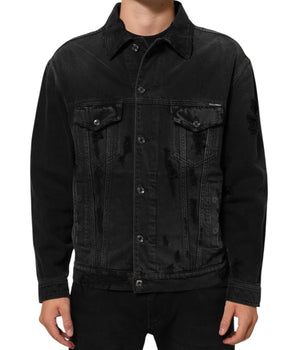 Dolce & Gabbana Black Cotton Stretch Denim Blouson Jacket