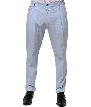 Dolce & Gabbana Light Blue Cotton Stretch Tapered Men Trouser Pants