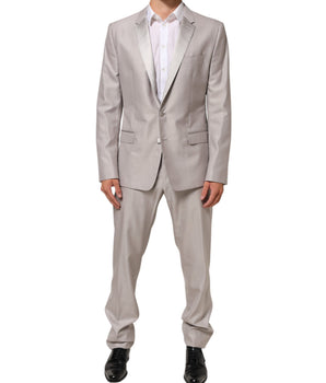 Dolce & Gabbana Light Gray Wool 2 Piece MARTINI Formal Suit